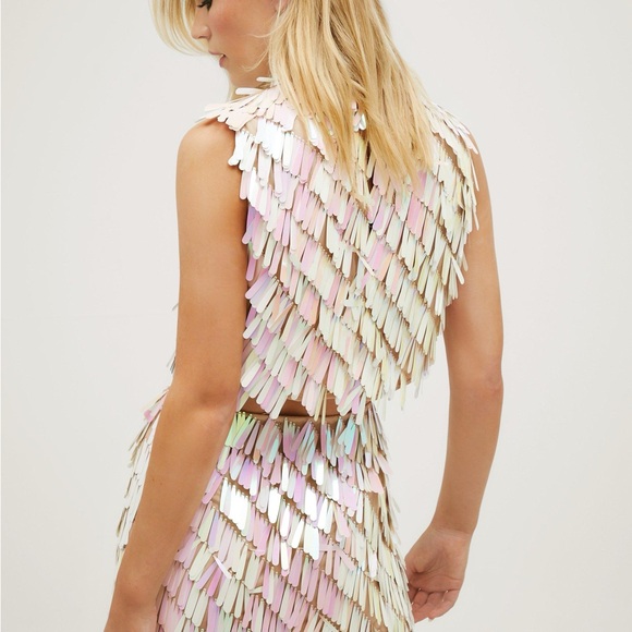 Nasty Gal White Sequin Mini Skirt Set - Picture 3 of 3